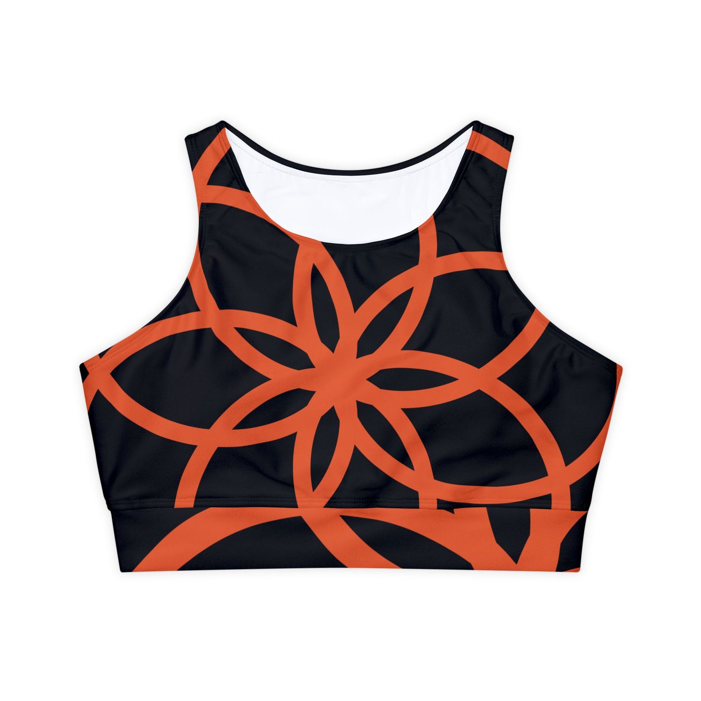 Tiger Flower Fully Lined, Padded Sports Bra  org/blk (SB5200 )