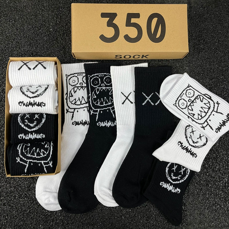 Mid-Calf High-Top Cartoon European and American Street Sesh Socks