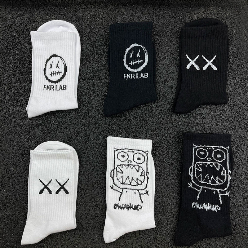 Mid-Calf High-Top Cartoon European and American Street Sesh Socks