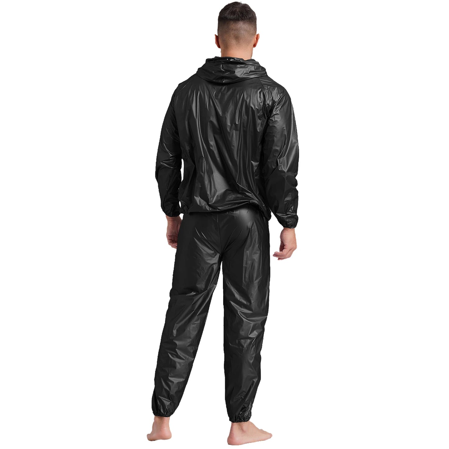 Men's  Sauna Sweat Sets Long Sleeve Hooded Jacket/Pants