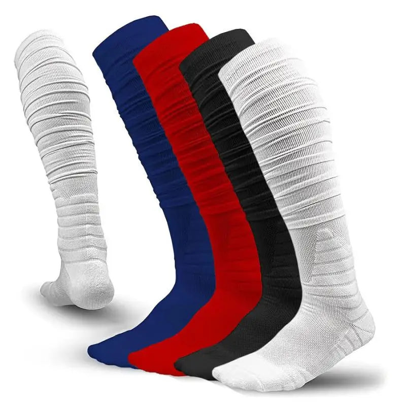 New Scrunch Padded Football Socks for Men/ Women Extra Athletic Long Sports Soccer Socks Knee High Socks Tube Sock Adults Youth