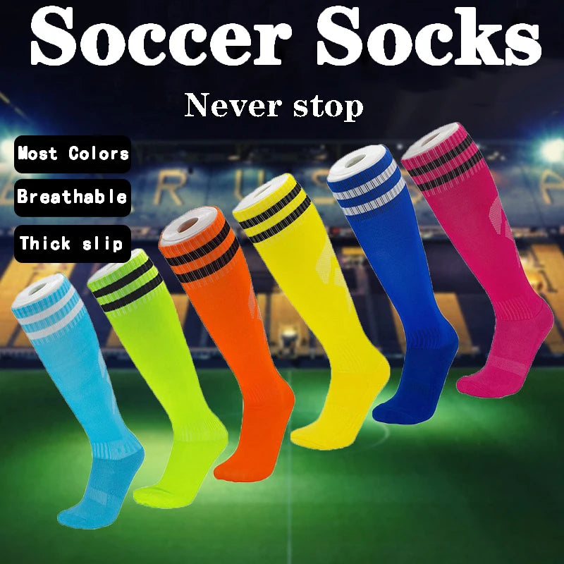 Soccer Socks Adult/ Kids Breathable Sweat Knee-high Training Sports Socks